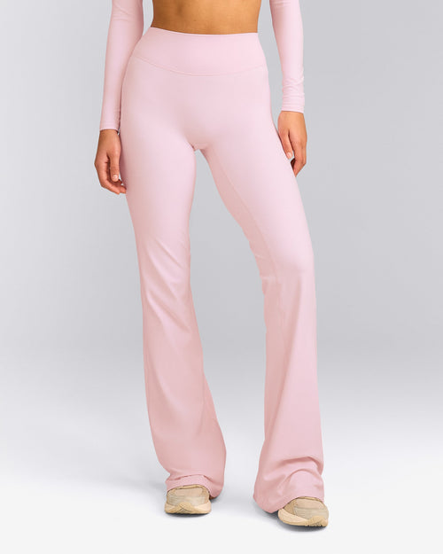 SoftMotion™ Flared Trousers with Gray Logo | Soft Girl Pink