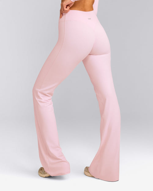 SoftMotion™ Flared Trousers with Gray Logo | Soft Girl Pink