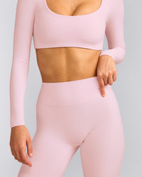 SoftMotion™ Flared Bottoms with Grey Logo | Soft Girl Pink