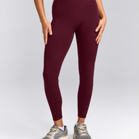 SoftMotion™ High Waisted Leggings with Grey Logo | Cherry Lacquer Purple