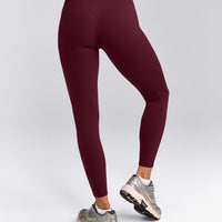 SoftMotion™ High Waisted Leggings with Grey Logo | Cherry Lacquer Purple