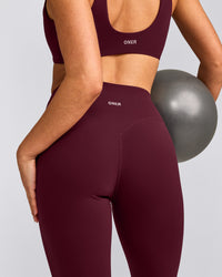 SoftMotion™ High Waisted Leggings with Grey Logo | Cherry Lacquer Purple