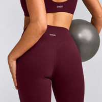 SoftMotion™ High Waisted Leggings with Grey Logo | Cherry Lacquer Purple