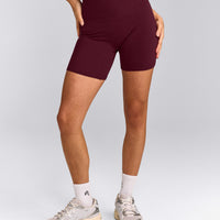 SoftMotion™ High Waisted Shorts 6" with Grey Logo | Cherry Lacquer Purple