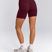 SoftMotion™ High Waisted Shorts 6" with Grey Logo | Cherry Lacquer Purple