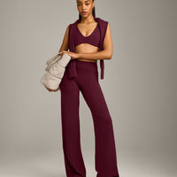 SoftMotion™ Straight Leg Bottoms with Grey Logo | Cherry Lacquer Purple