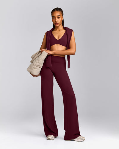 SoftMotion™ Straight Leg Bottoms with Grey Logo | Cherry Lacquer Purple