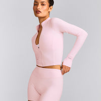 SoftMotion™ Mid Jacket with Grey Logo | Soft Girl Pink