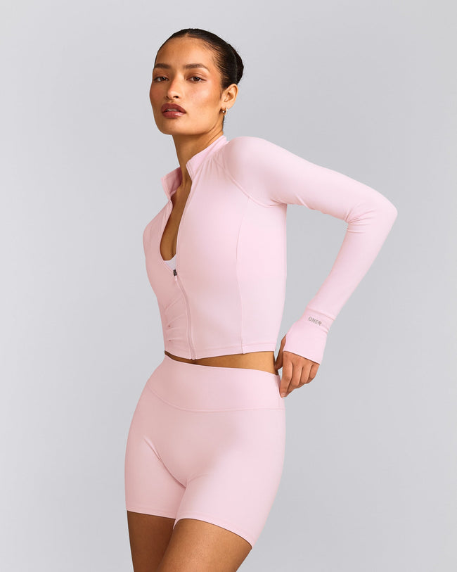 SoftMotion™ Mid Jacket with Grey Logo | Soft Girl Pink