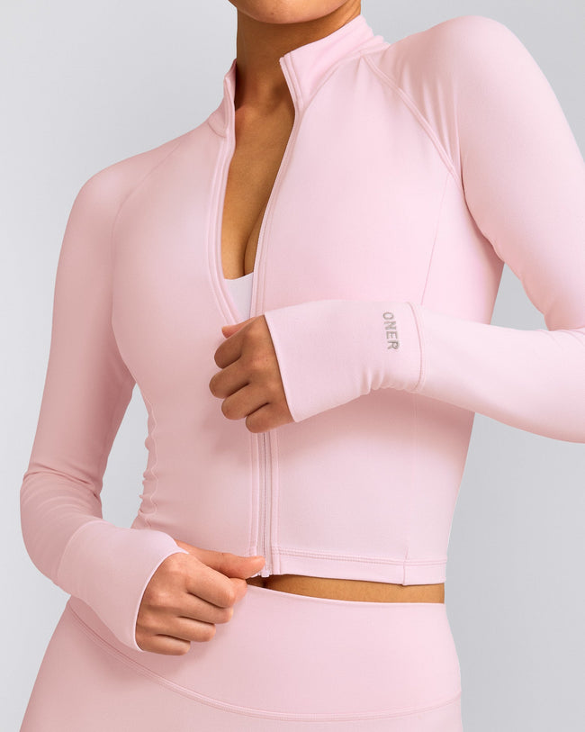 SoftMotion™ Mid Jacket with Grey Logo | Soft Girl Pink