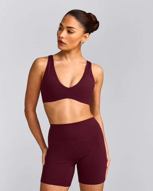 SoftMotion™ Scoop Back Bralette with Gray Logo | Cherry Lacquer Purple