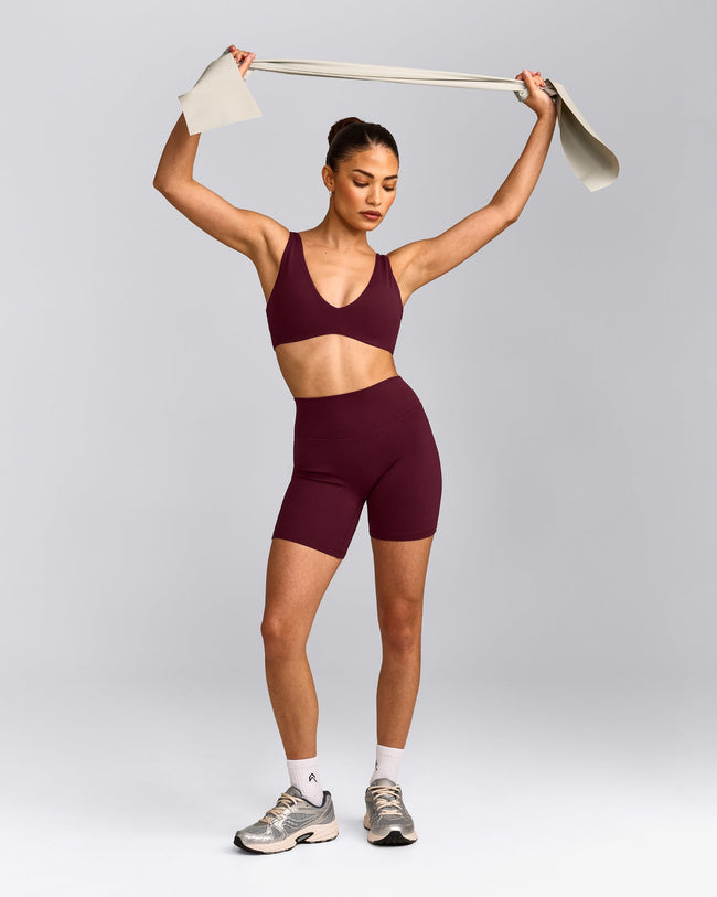 SoftMotion™ Scoop Back Bralette with Grey Logo | Cherry Lacquer Purple