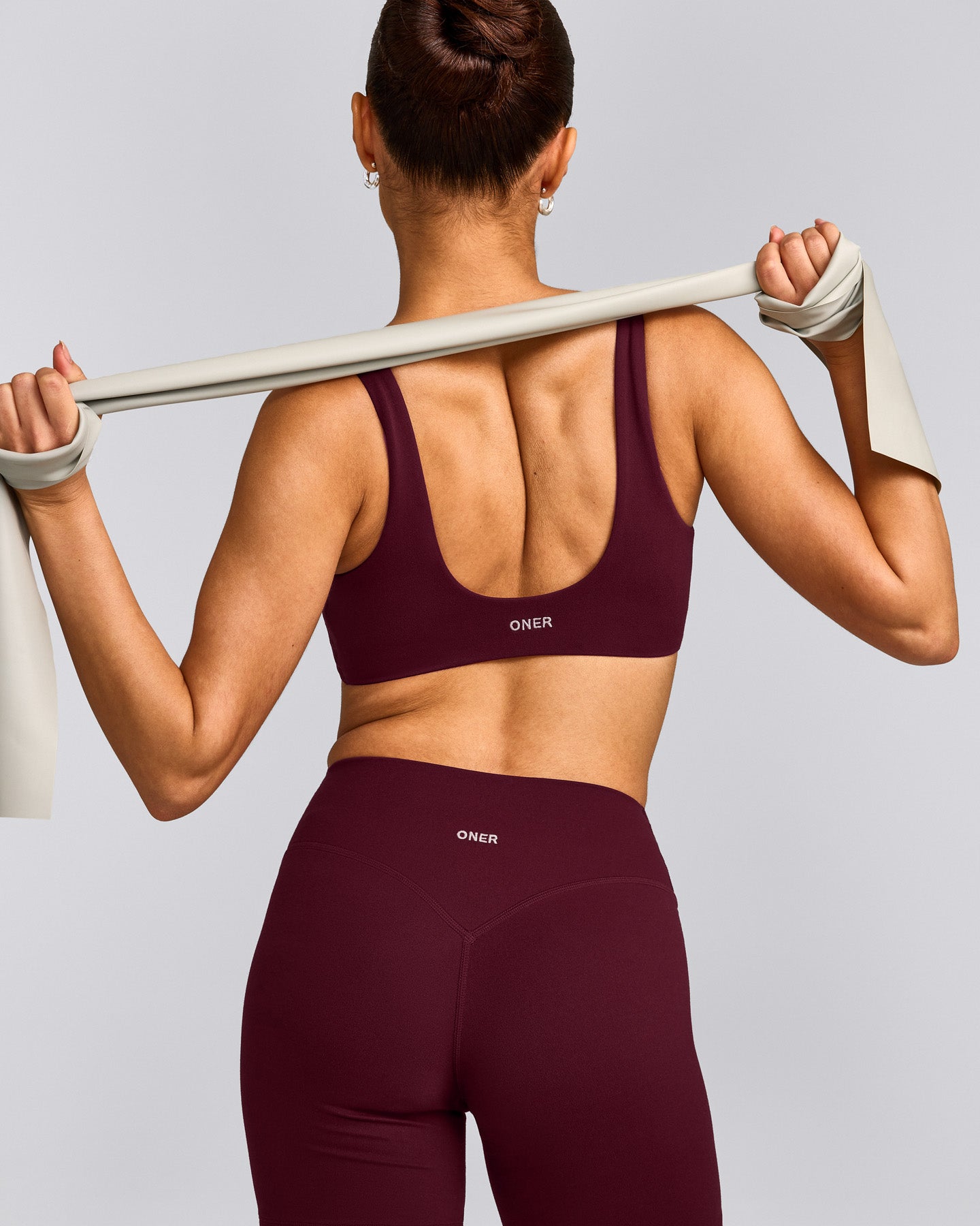 SoftMotion™ Scoop Back Bralette with Grey Logo | Cherry Lacquer Purple