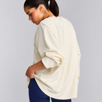Oversized V Neck Long Sleeve T-Shirt with Oner Graphic | Off White