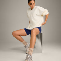 Oversized V Neck Long Sleeve T-Shirt with Oner Graphic | Off White