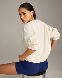 Oversized V Neck Long Sleeve T-Shirt with Oner Graphic | Off White