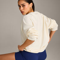 Oversized V Neck Long Sleeve T-Shirt with Oner Graphic | Off White