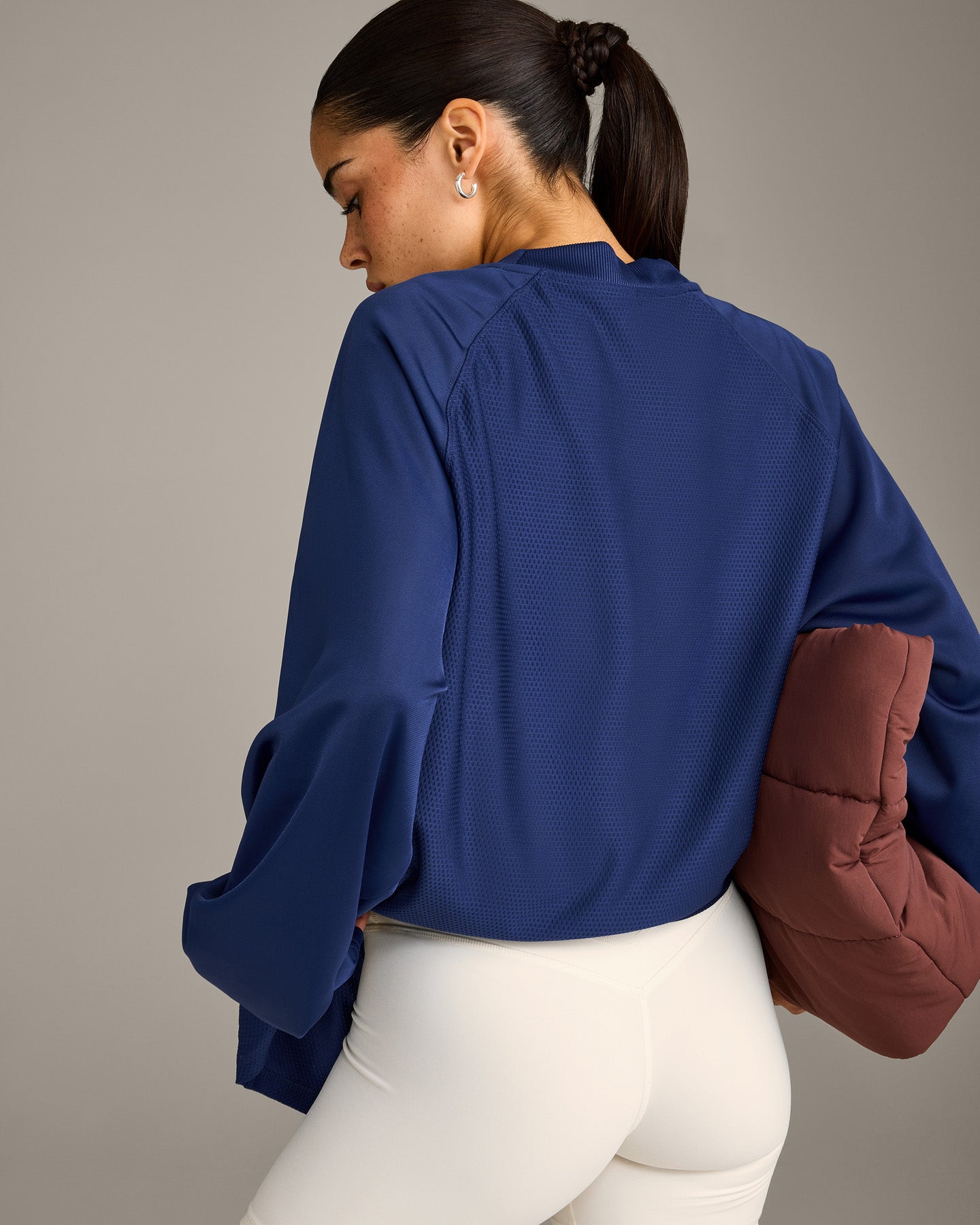 Oversized V Neck Long Sleeve T-Shirt with Oner Graphic | Varsity Blue