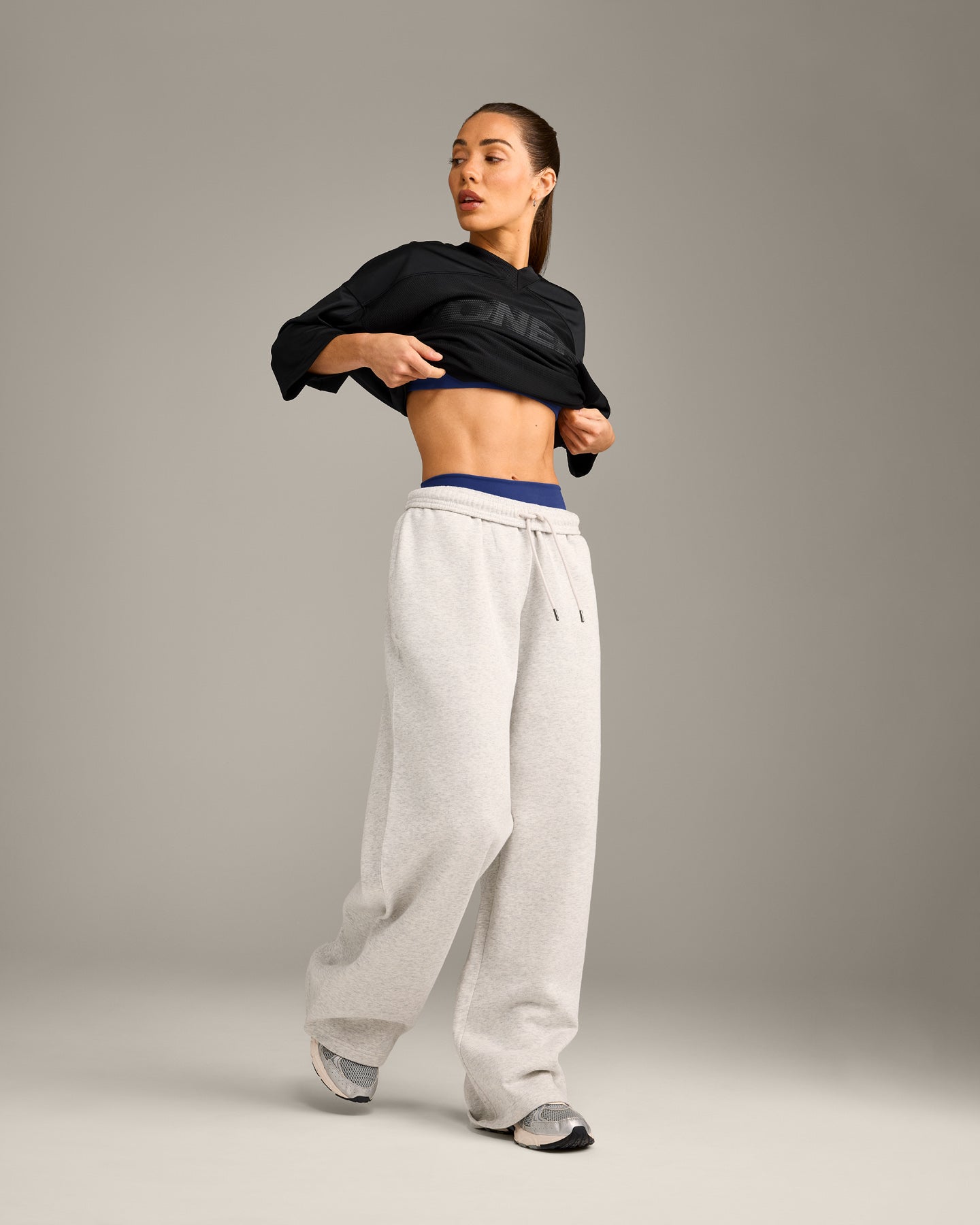 Oversized V Neck T-Shirt with Oner Graphic | Black