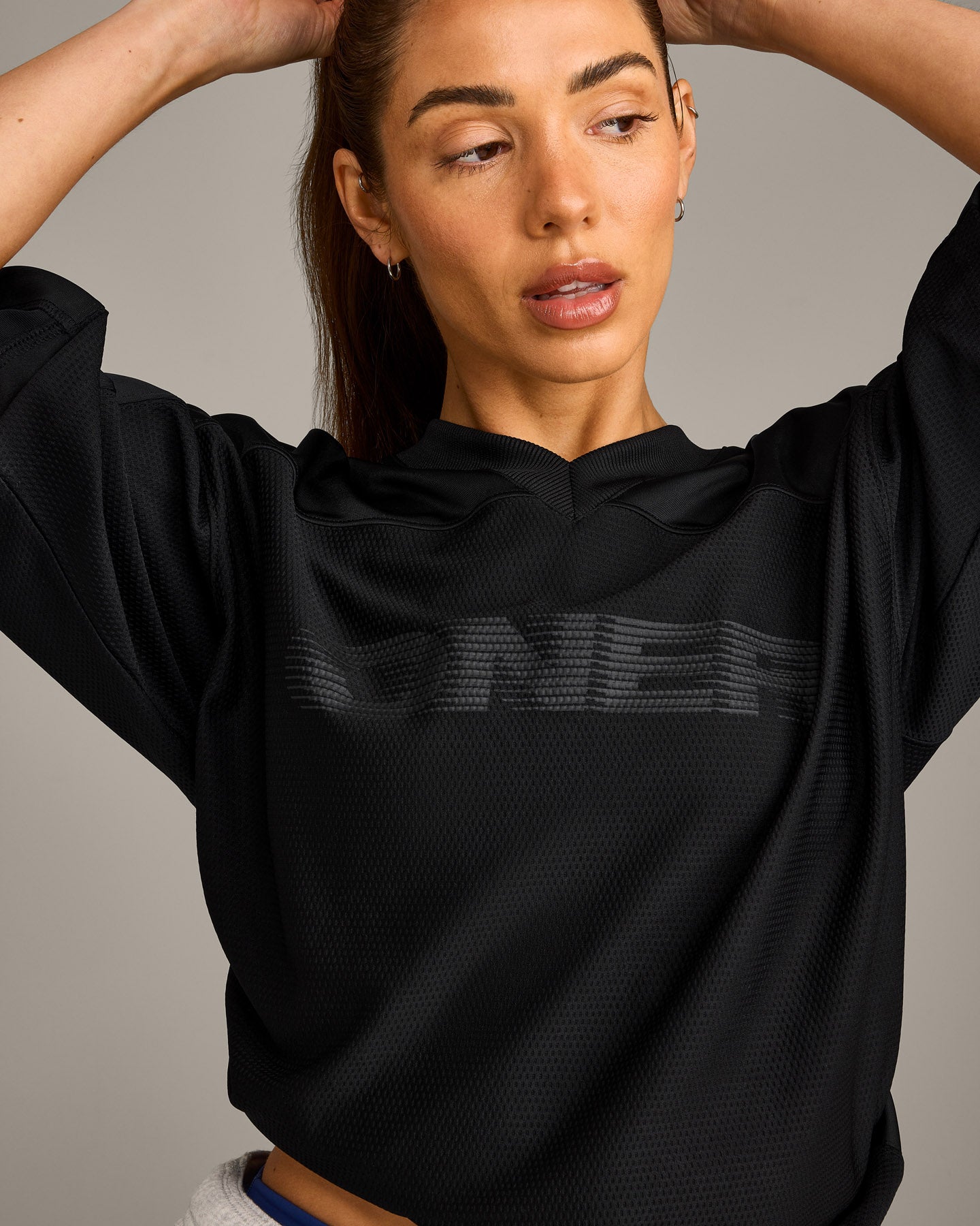 Oversized V Neck T-Shirt with Oner Graphic | Black