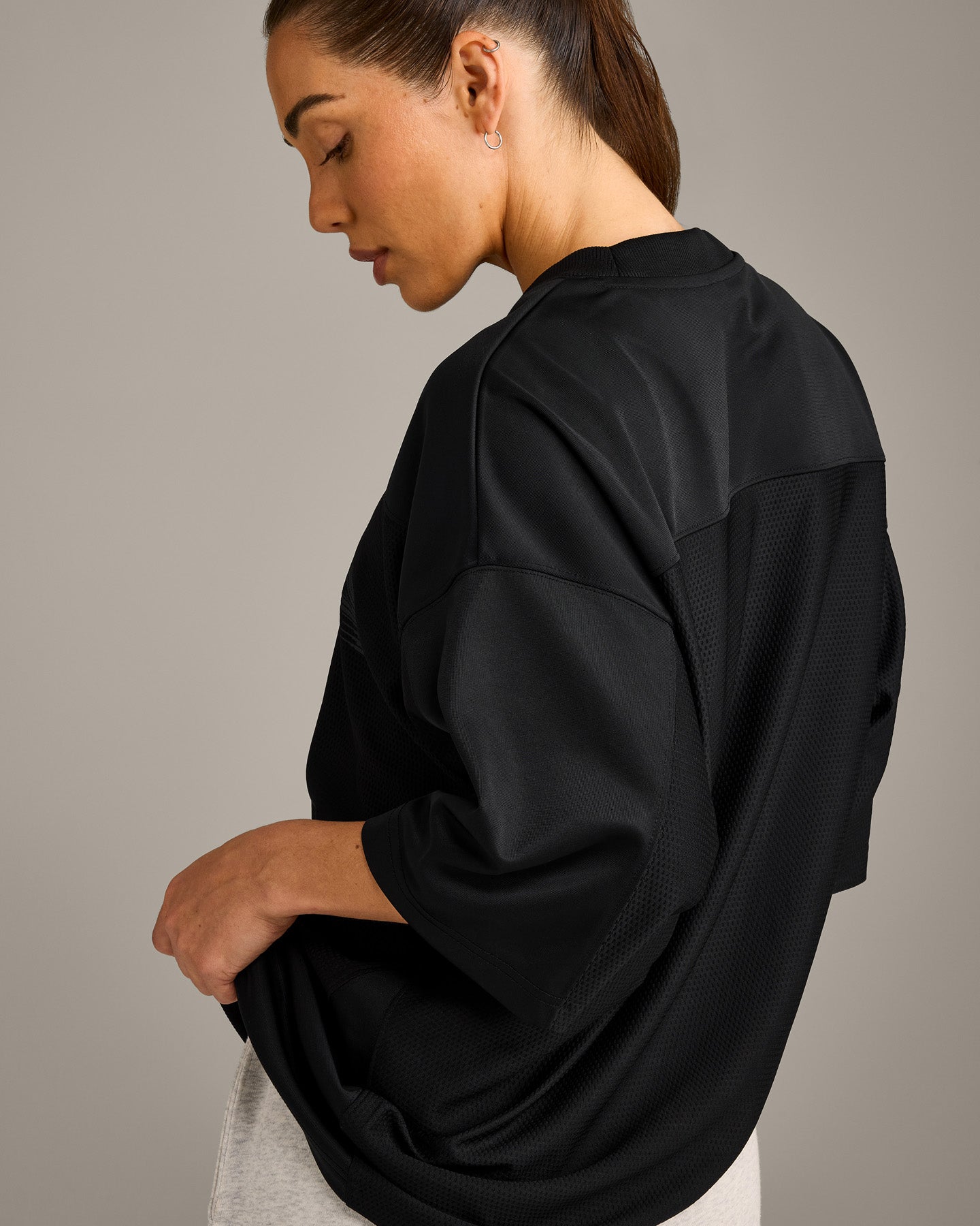 Oversized V Neck T-Shirt with Oner Graphic | Black