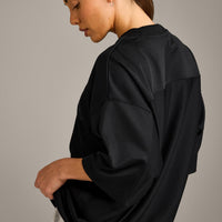 Oversized V Neck T-Shirt with Oner Graphic | Black