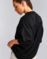 Oversized V Neck T-Shirt with Oner Graphic | Black