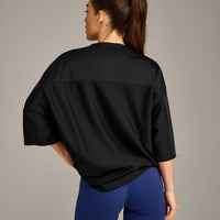 Oversized V Neck T-Shirt with Oner Graphic | Black