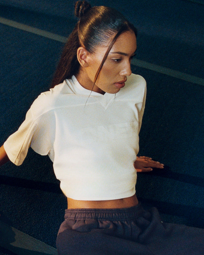 Oversized V Neck T-Shirt with Oner Graphic | Off White