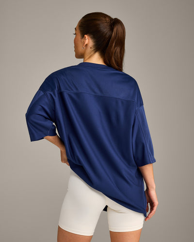 Oversized V Neck T-Shirt with Oner Graphic | Varsity Blue