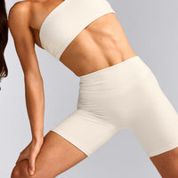 UnifiedMove™ High Waisted Shorts 6" with Reflective Logo | Marshmallow White