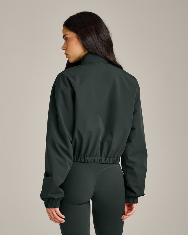 Cropped Bomber Jacket | Emerald Noir