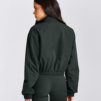 Cropped Bomber Jacket | Emerald Noir