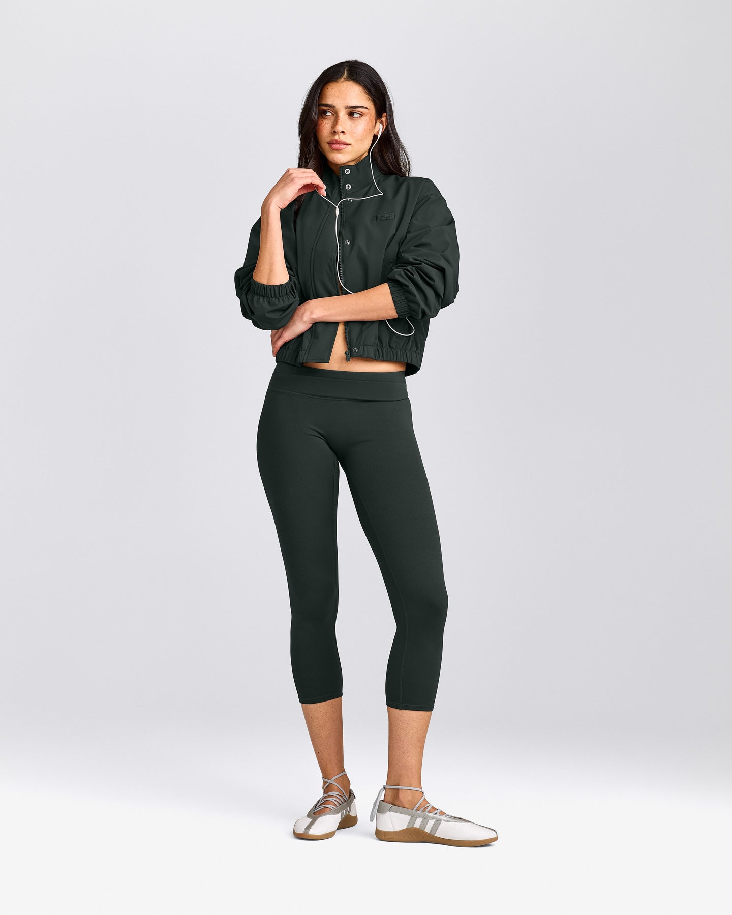 Cropped Bomber Jacket | Emerald Noir