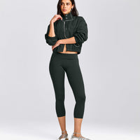 Cropped Bomber Jacket | Emerald Noir