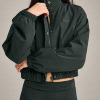 Cropped Bomber Jacket | Emerald Noir