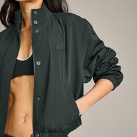 Cropped Bomber Jacket | Emerald Noir