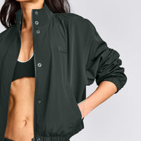 Cropped Bomber Jacket | Emerald Noir