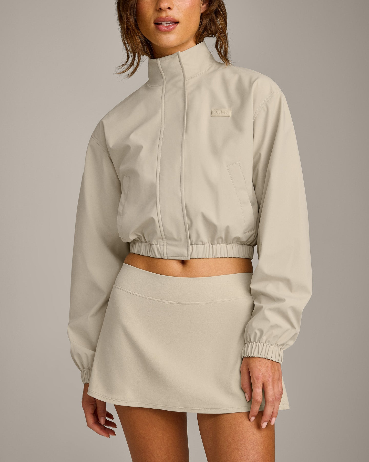 Cropped Bomber Jacket | Oatmeal