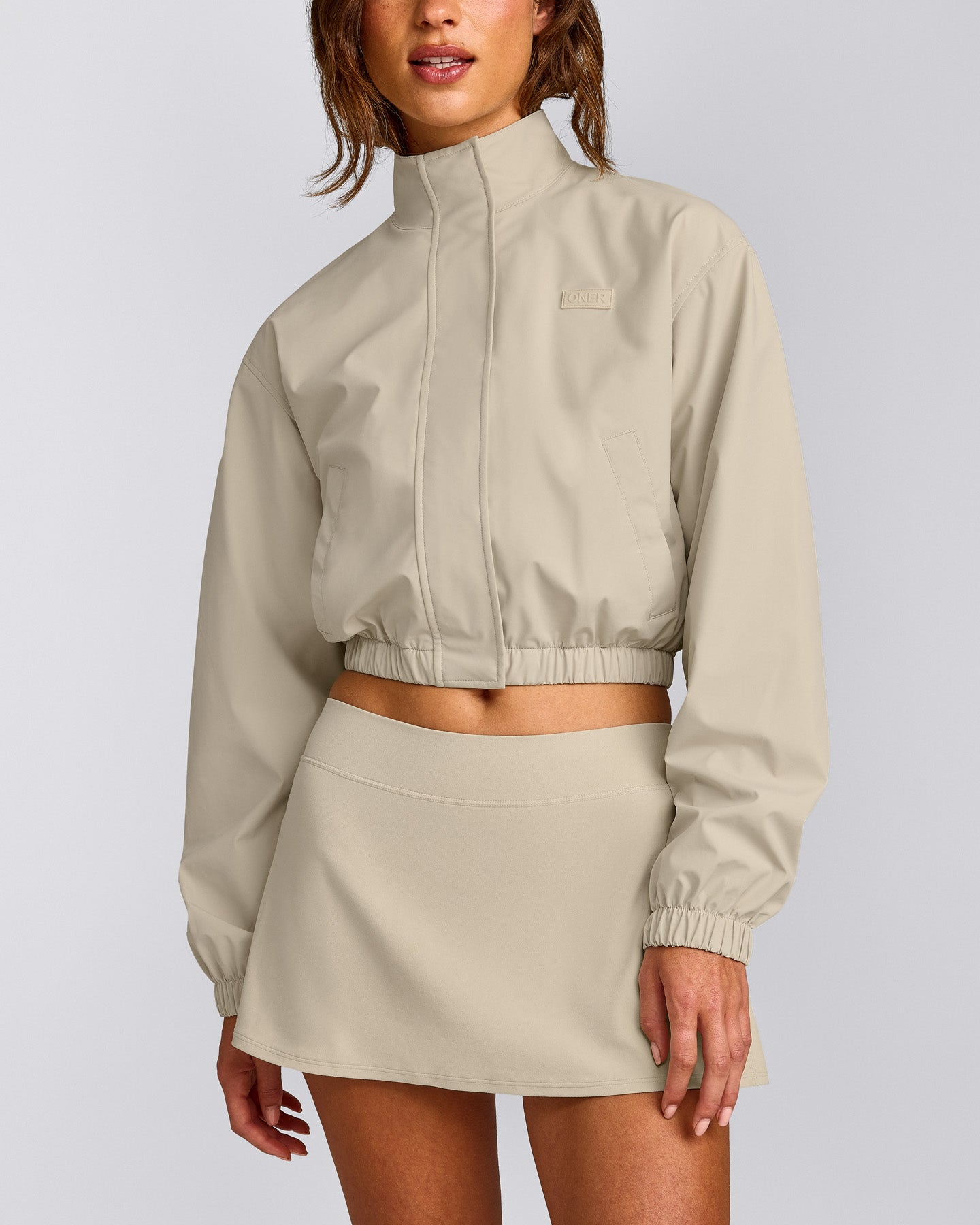 Cropped Bomber Jacket | Oatmeal