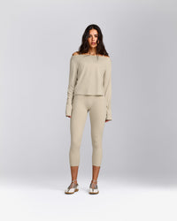 FormeSoft™ Relaxed Slash Neck Long Sleeve Top | Oatmeal