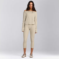 FormeSoft™ Relaxed Slash Neck Long Sleeve Top | Oatmeal