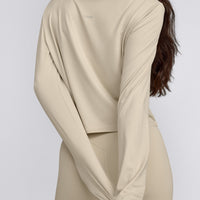 FormeSoft™ Relaxed Slash Neck Long Sleeve Top | Oatmeal