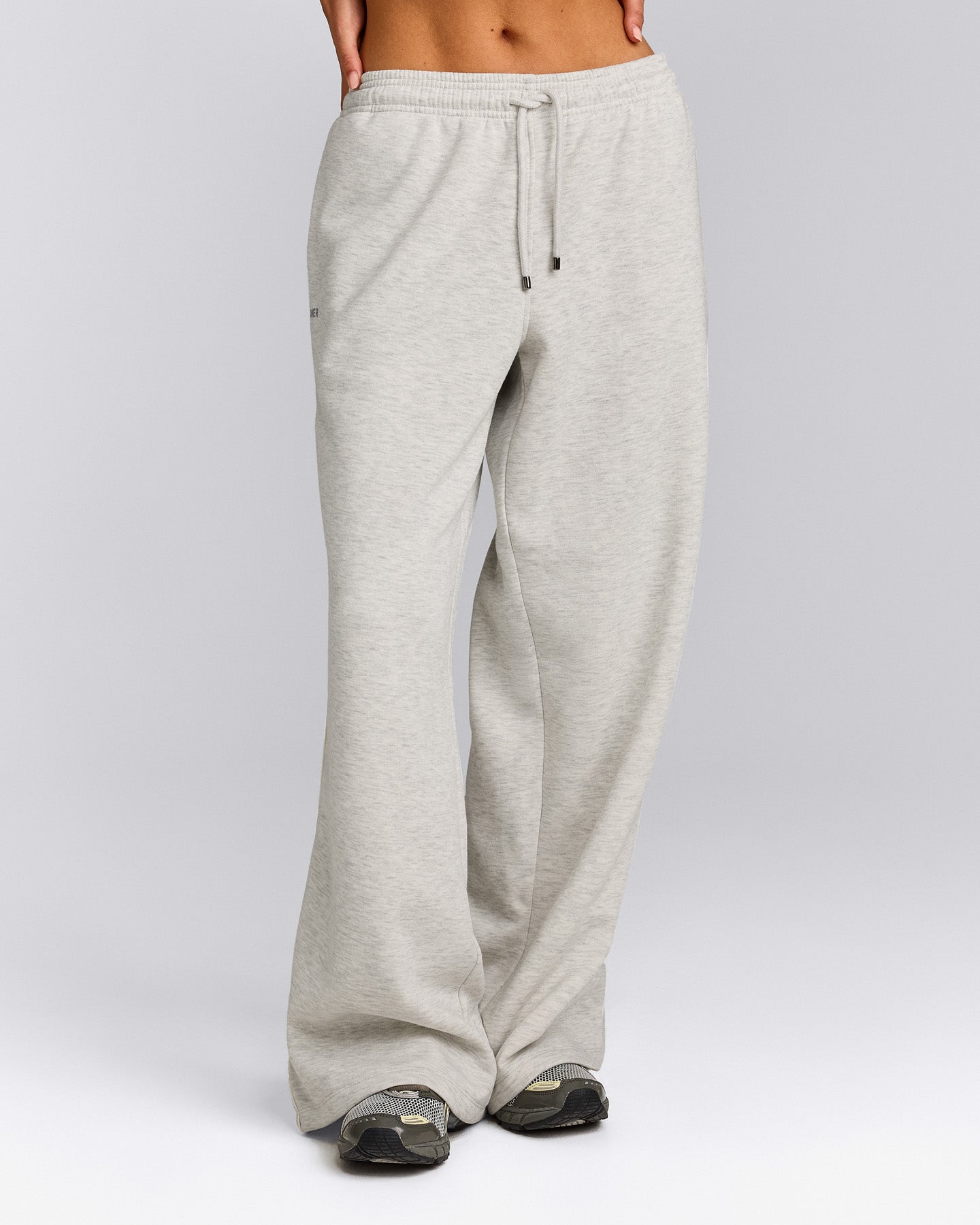 Jersey Tracksuit Straight Leg Joggers | Light Grey Marl