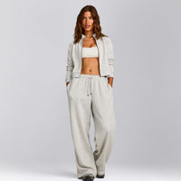 Jersey Tracksuit Straight Leg Joggers | Light Grey Marl