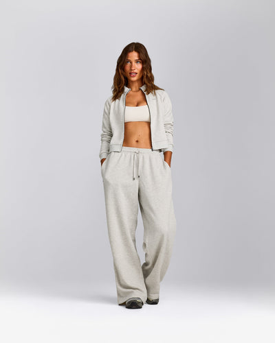 Jersey Tracksuit Straight Leg Joggers | Light Grey Marl