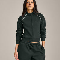 Jersey Tracksuit Zip Through Jacket | Emerald Noir