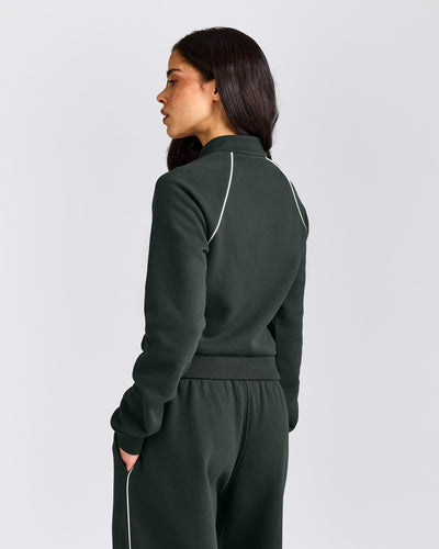 Jersey Tracksuit Zip Through Jacket | Emerald Noir