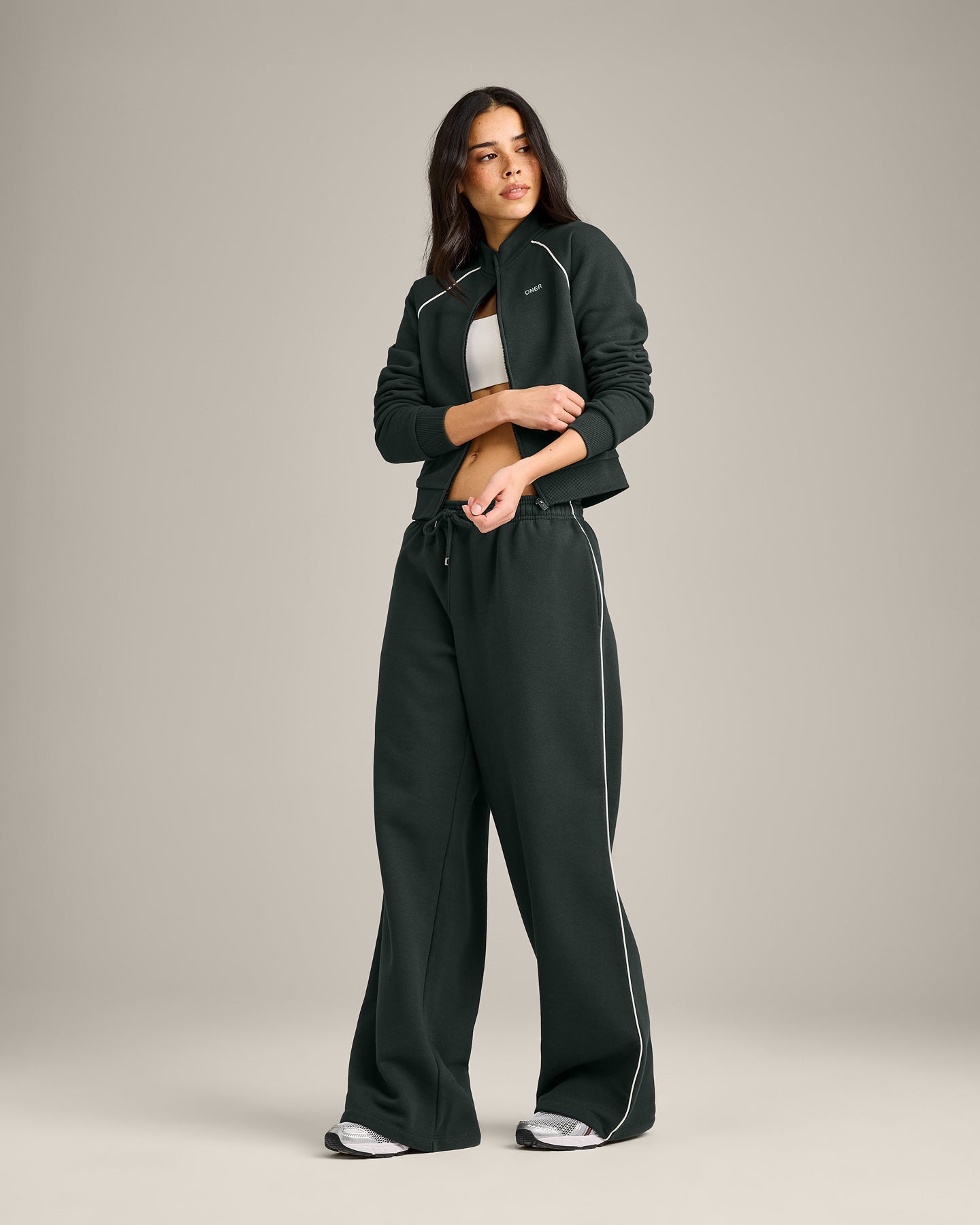 Jersey Tracksuit Zip Through Jacket | Emerald Noir