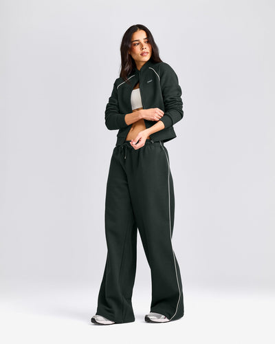Jersey Tracksuit Zip Through Jacket | Emerald Noir